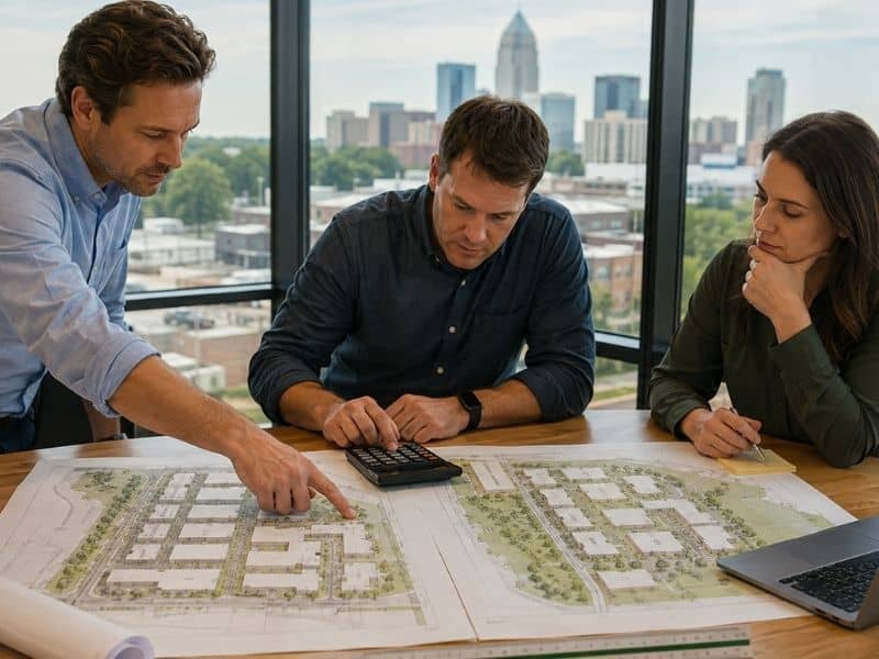 Development feasibility study raleigh nc - Raleigh Civil Engineering Project team comparing development concepts during a feasibility study in Raleigh, NC